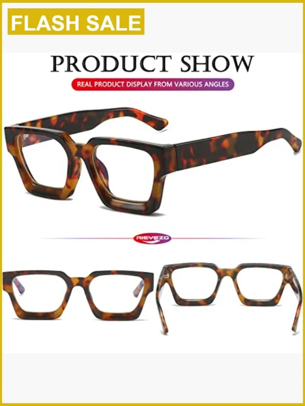 Square Thick Frame Blue Light Blocking Glasses for Women Men Oversized